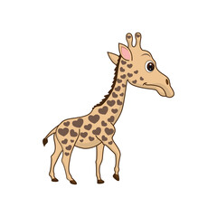Cute giraffe in cartoon style isolated. Giraffe mascot on white background illustration