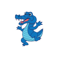 Cute Alligator or Crocodile in cartoon style isolated on white background  illustration