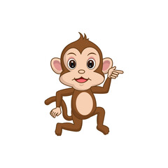 Cute monkey in cartoon style isolated. Monkey mascot on white background  illustration