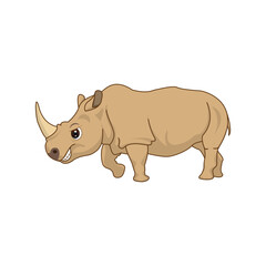 Cute rhino in cartoon style isolated. Rhino mascot on white background  illustration