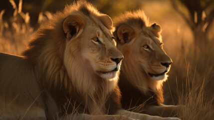 lion and lioness in serengeti