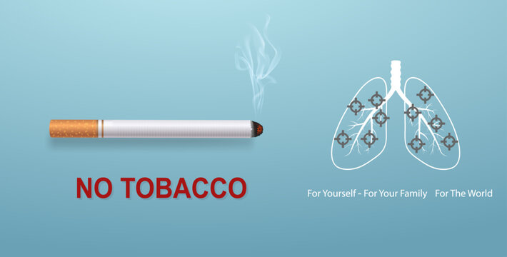Campaign card against smoking on World No Tobacco Day Reminder of the effects of smoking on yourself, your family and society.