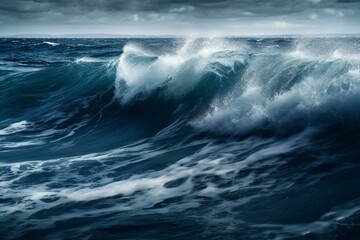 Obraz na płótnie Canvas Deep-blue oceanic surge. Generative AI