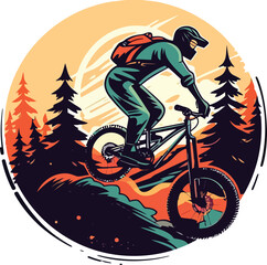 illustration man riding a bike for t shirt design