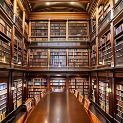 A traditional library with floor-to-ceiling bookshelves and a rolling ladder2, Generative AI