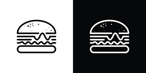 logo design burger line icon vector illustration