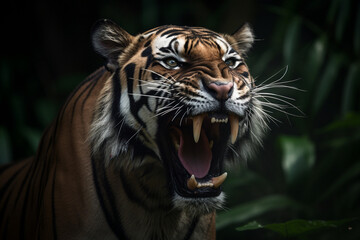 cool sumatra tiger roar - obrazy, fototapety, plakaty