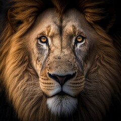 Naklejka premium portrait of a lion, generative AI
