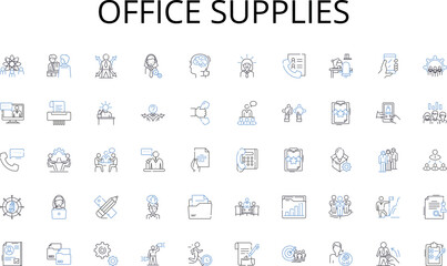 Office supplies line icons collection. Tourism, Accommodation, Service, Guest, Dining, Hospitality, Resort vector and linear illustration. Traveller,Entertainment,Leisure outline signs Generative AI