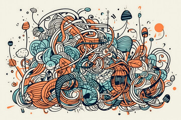 Tangle and untangle, psychotherapy and psychology concept. Problems solution creative design concept. Illustration. Generative AI