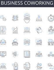 Business coworking line icons collection. Corporate partnerships, Professional collaboration, Entrepreneurial nerking, Company team-building, Commercial alliances, Enterprise sharing, Generative AI