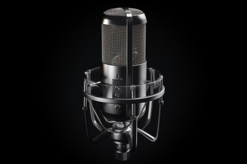 3D render of a podcast microphone with a transparent background. Generative AI