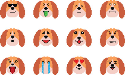 The Dog Pixel Emoji emoticon collection