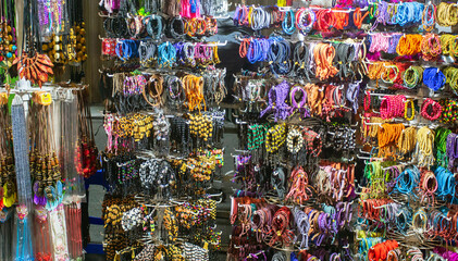 Fototapeta na wymiar colorful beads on a market stall