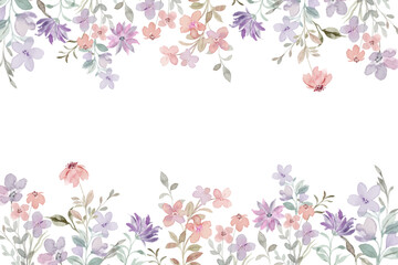 Watercolor wildflower border garden