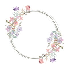 Watercolor wildflower wreath with circles