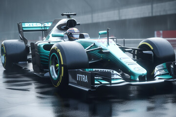 Mercedes AMG Petronas F1 car in action, Generative AI	
