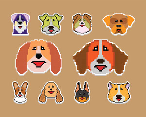 The Dog Pixel sticker Emoji emoticon collection