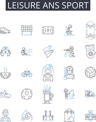 Fototapeta premium Leisure ans sport line icons collection. Recreation, Activity, Hobby, Relaxation, Entertainment, Fun, Pastime vector and linear illustration. Pursuit,Exercise,Play outline signs set Generative AI