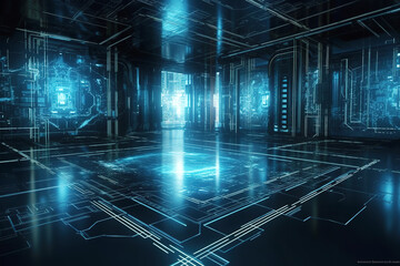 Obraz premium A room with a modern high-tech background