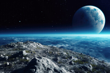 Deep space planets, great science fiction wallpaper, cosmic landscape.
