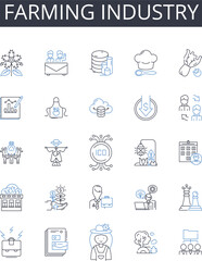 Farming industry line icons collection. Mining sector, Fashion industry, Film production, Automobile industry, Architecture profession, Banking sector, Chemical industry vector and Generative AI
