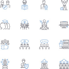 Fototapeta premium Automated property management software line icons collection. Efficiency, Streamline, Integration, Organized, Automated, Maintenance, Communication vector and linear illustration. Generative AI