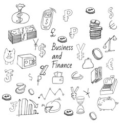 Financial and business vector doodles