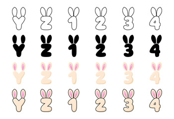 Bunny alphabet in cartoon style