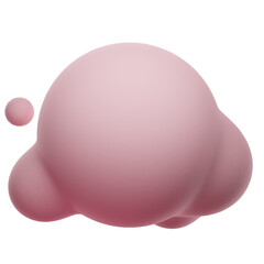 Render soft round cartoon fluffy cloud 3D. Pink Cloud 3D