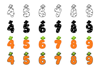 Carrot alphabet in cartoon style