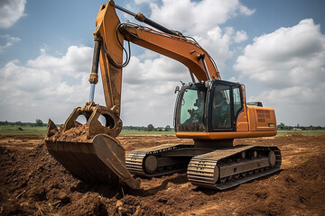 Real estate construction site excavator