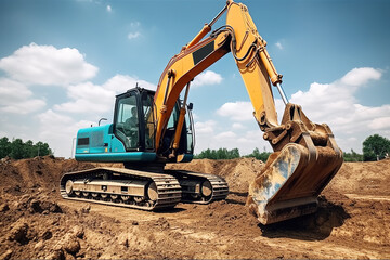 Fototapeta na wymiar Real estate construction site excavator