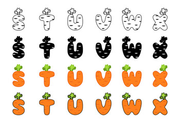 Carrot alphabet in cartoon style