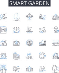 Fototapeta premium Smart garden line icons collection. Intelligent garden, Tech-savvy garden, Automated garden, Innovative garden, Eco-friendly garden, Sustainable garden, High-tech garden vector and Generative AI