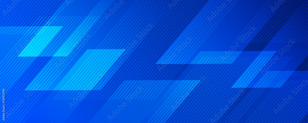 Canvas Prints 3d blue geometric abstract background overlap layer on dark space with diagonal lines decoration. mo