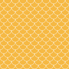 Girl mermaid seamless pattern.Yellow fish skin backdrop. Tillable background for girl fabric, textile design, wrapping paper, swimwear or wallpaper. Girl mermaid texture with fish scale underwater.