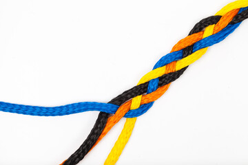 colorful nylon rope on white background