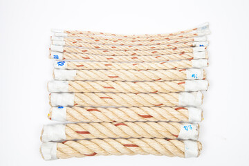 colorful nylon rope on white background