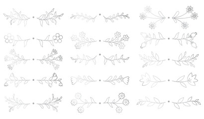 Floral hand drawn border. Wedding card design element.