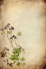 dried wildflowers on paper background