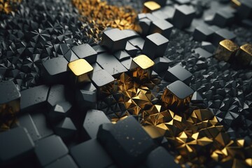 Abstract background with future shapes in yellow, grey & black. Symmetric pattern for fabric, tiles, phone case, pillow, gift & wrapper. Generative AI