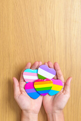 LGBT pride month concept or LGBTQ+ or LGBTQIA+ with rainbow colorful heart shape for Lesbian, Gay, Bisexual, Transgender, Queer, Intersex, Asexual, Agender, Non Binary, Two Spirit, Pansexual