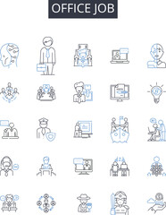 Office job line icons collection. Desk duty, Career path, Business hours, Professional work, White-collar work, Administrative role, Job position vector and linear illustration. Project Generative AI