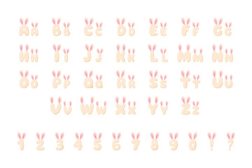 Bunny alphabet in cartoon style