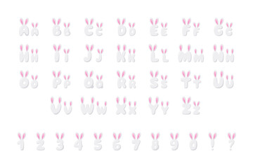 Bunny alphabet in cartoon style