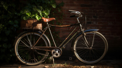 Fototapeta na wymiar old bicycle in the garden. Generative AI