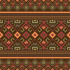 Ethnic embroidery stripes pattern. Illustration ethnic Ukrainian embroidery geometric stripes seamless pattern. Traditional pattern use for textile, home decoration elements, upholstery, wrapping.
