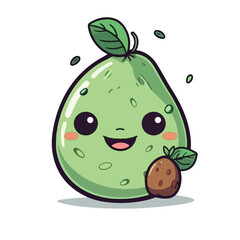 cute avocado flat vector illustration. cute avocado hand drawing isolated vector illustration