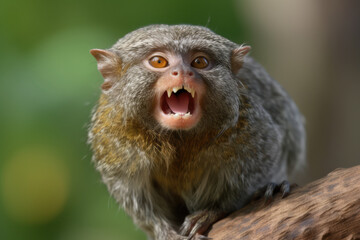 Cebuella pygmaea, or the pygmy marmoset, sticking its tongue out, generative AI
